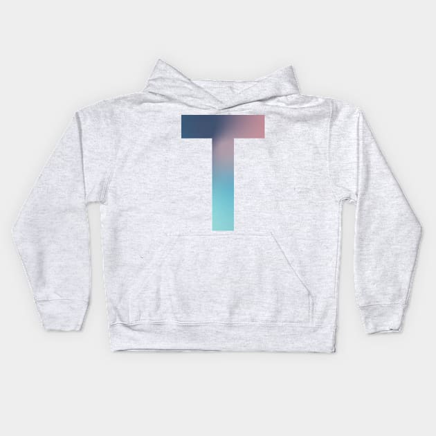 Gradient Letter T Initial Alphabet Kids Hoodie by murialbezanson